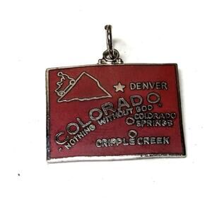 Colorado CO Vintage 50 State Souvenir Silvertone Enamel Bracelet Charm Matte